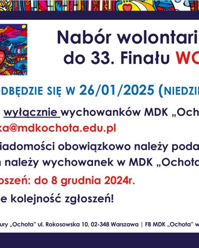 Nabór wolontariuszy do 33. Finału WOŚP