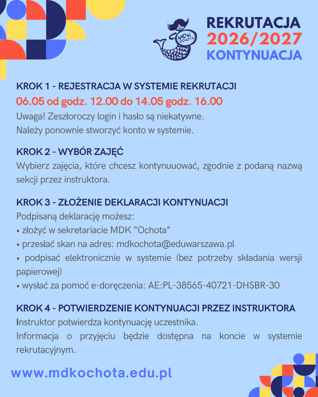 Rekrutacja - kontynuacja zajęć